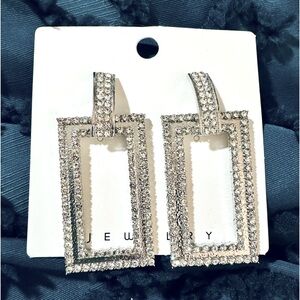 NEW Silver Plated Crystal Door Knocker Earrings